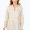 Women Foxcroft Tops | Cici Non-Iron Warm Plaid Tunic Birchwood Warm Plaid