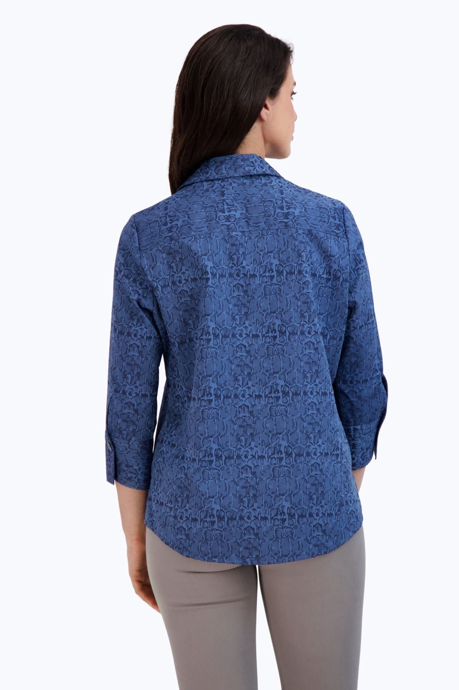 Women Foxcroft Tops | Paityn Non-Iron Croc Jacquard Shirt