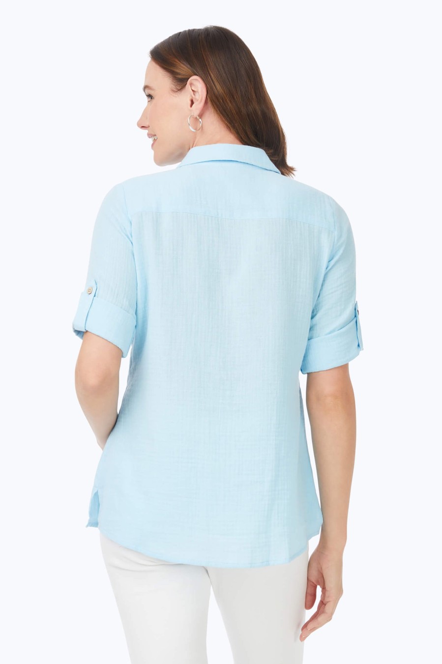 Women Foxcroft Tops | Tamara Cotton Gauze Shirt