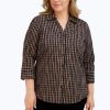 Women Foxcroft Tops | Mary Plus Crinkle Gingham Combo Shirt