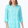 Women Foxcroft Tops | Faith Beach Plaid Crinkle Tunic