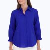 Women Foxcroft Tops | Olivia Easy Care Solid Linen Shirt