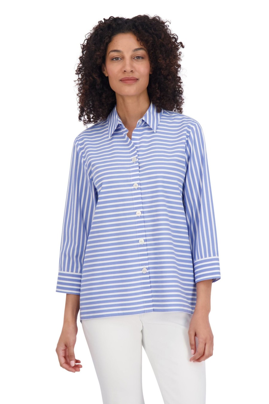 Women Foxcroft Tops | Kelly Stretch No Iron Stripe Shirt