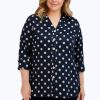 Women Foxcroft Tops | Pandora Plus Non-Iron Coin Dot Tunic Black Coin Dot