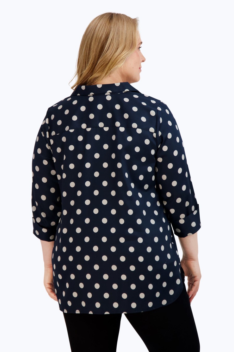 Women Foxcroft Tops | Pandora Plus Non-Iron Coin Dot Tunic Black Coin Dot