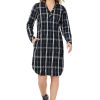 Women Foxcroft Dresses | Crinkle Black Windowpane Dress Black Holiday Crinkle Windowpane