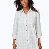 Women Foxcroft Tops | Germaine Heathered Plaid Shirt Iris Bloom Heathered Plaid