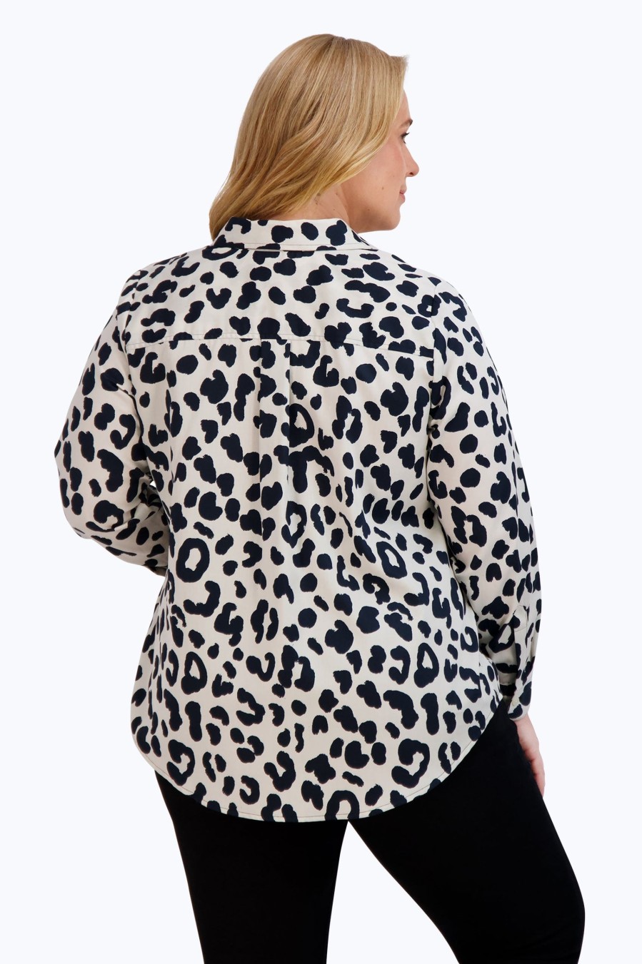 Women Foxcroft Tops | Charlie Plus No Iron Cheetah Shirt Black Cheetah