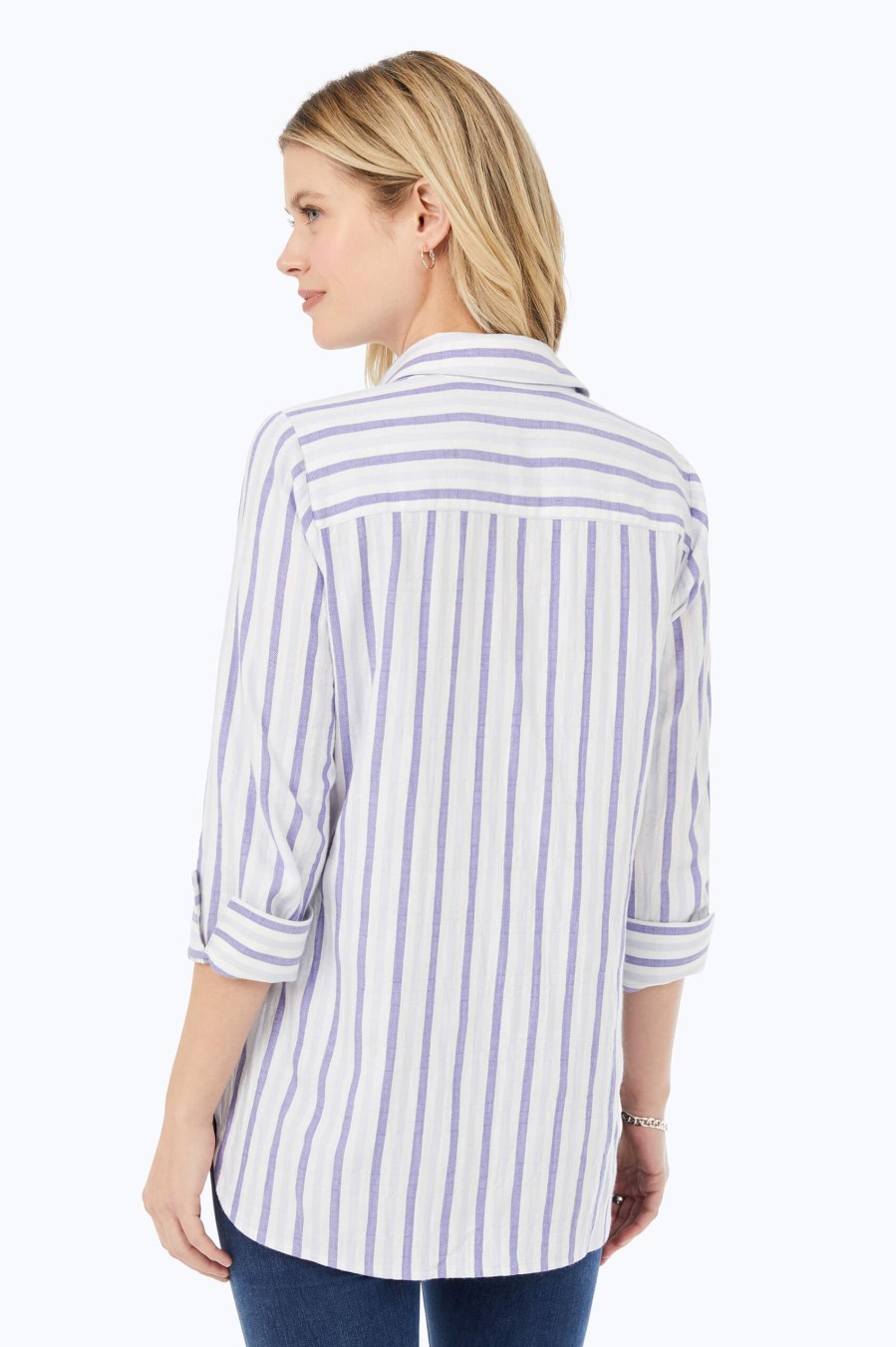 Women Foxcroft Tops | Germaine Soft Stripe Tunic Multi Soft Stripe