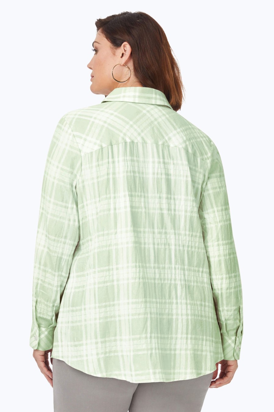 Women Foxcroft Tops | Rhea Plus Puckered Spring Plaid Shirt