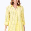 Women Foxcroft Tops | Pamela Beach Stripe Crinkle Tunic