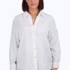 Women Foxcroft Tops | Paityn Plus No Iron Retro Circle Jacquard Shirt White