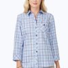 Women Foxcroft Tops | Hampton Non-Iron Blue Plaid Shirt Baltic Blue Plaid