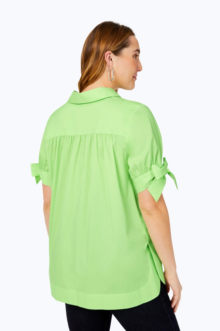 Women Foxcroft Tops | Plus Bow Sleeve Stretch Non-Iron Tunic