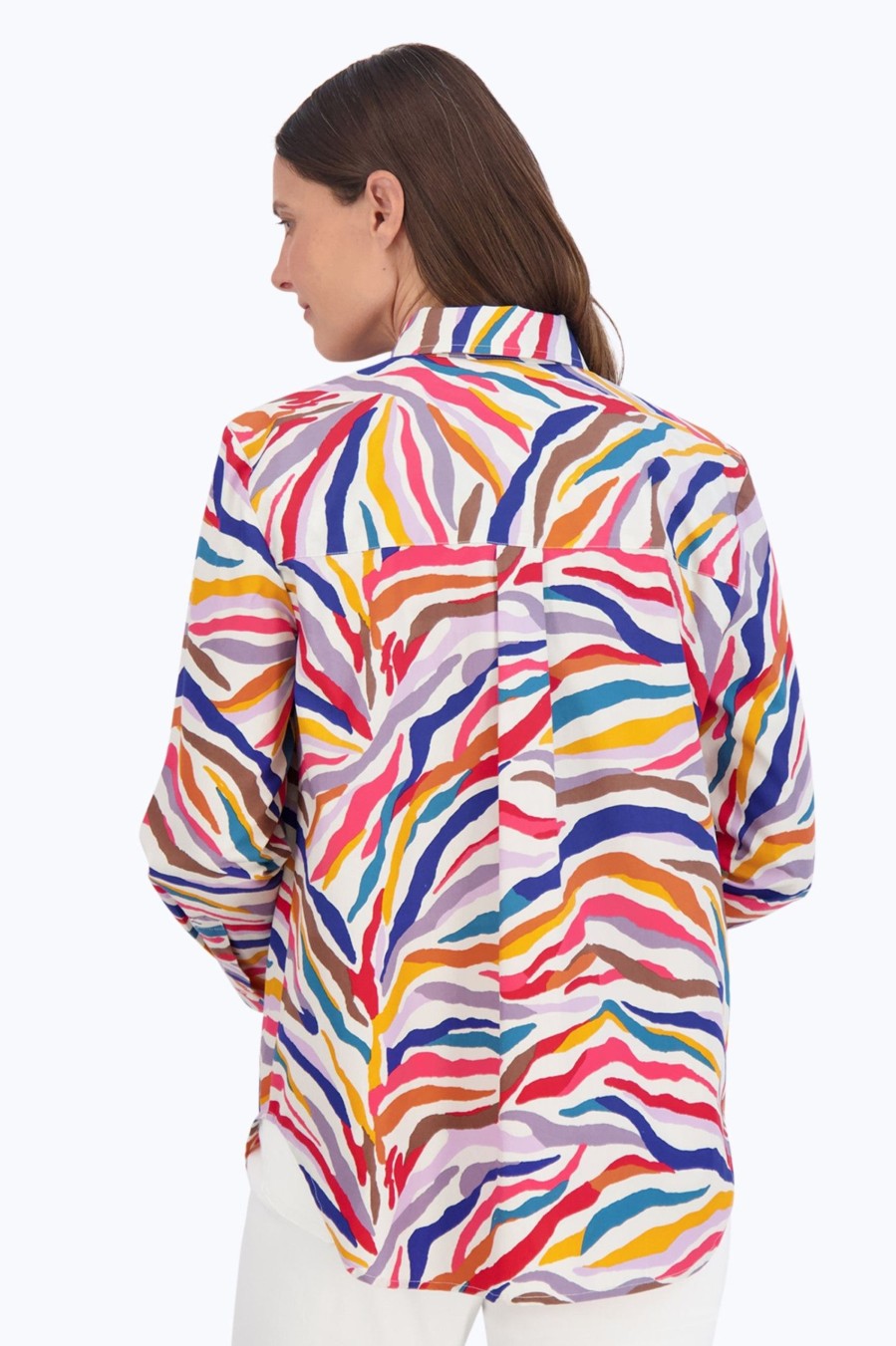 Women Foxcroft Tops | Boyfriend No Iron Tunic Colorful Zebra