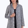 Women Foxcroft Tops | Carolina Mini Gingham Crinkle Shirt Jacket Black/White Mini Gingham Crinkle