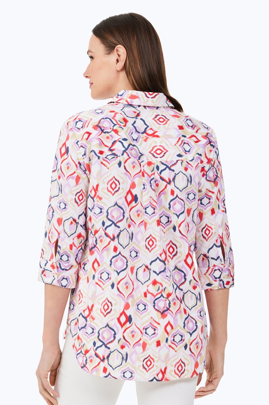 Women Foxcroft Tops | Boyfriend Non-Iron Tunic Summer Ikat