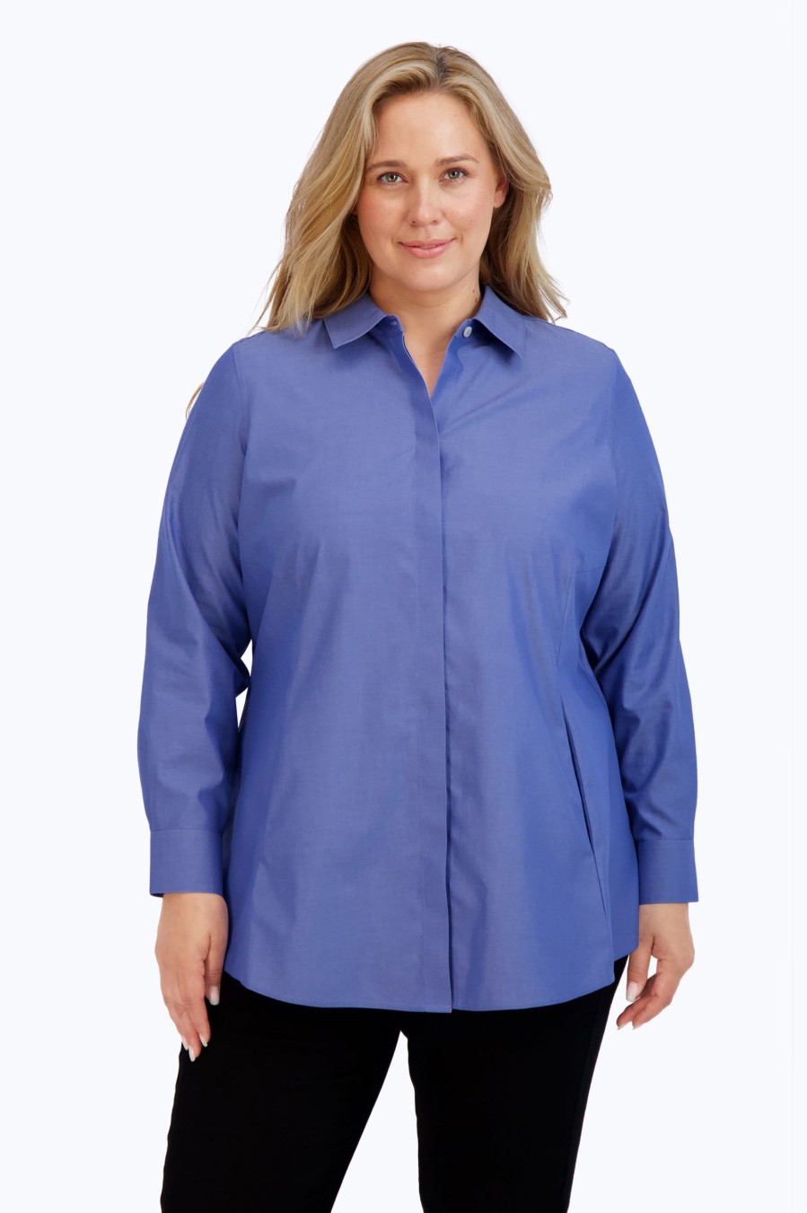 Women Foxcroft Tops | Cici Plus Essential Pinpoint Non-Iron Tunic