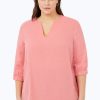 Women Foxcroft Tops | Evie Plus Cotton Gauze Shirt