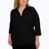 Women Foxcroft Tops | Sophia Plus Solid Jersey Popover Shirt