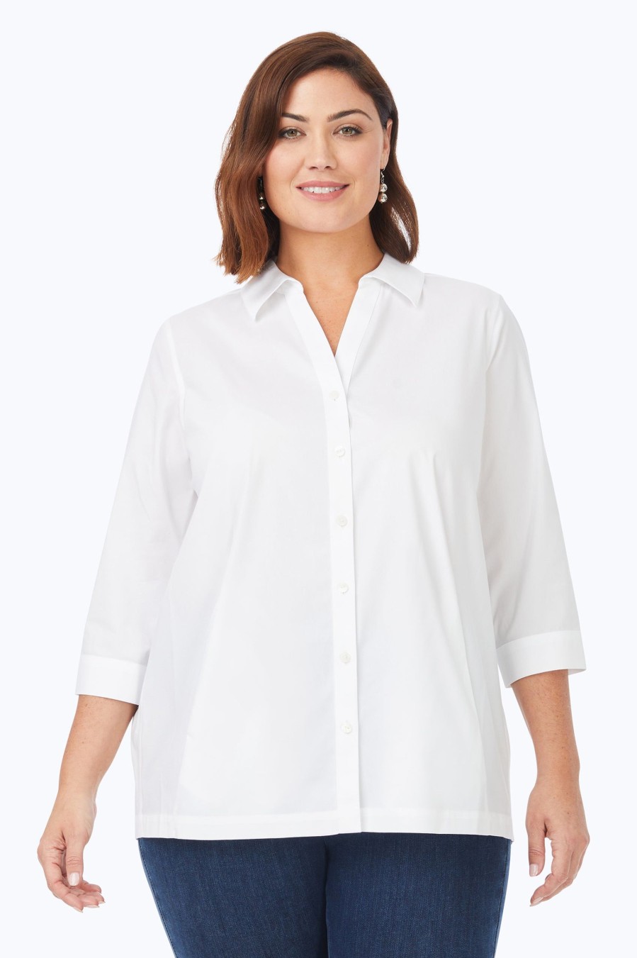 Women Foxcroft Tops | Kayla Plus Stretch Non-Iron Shirt White