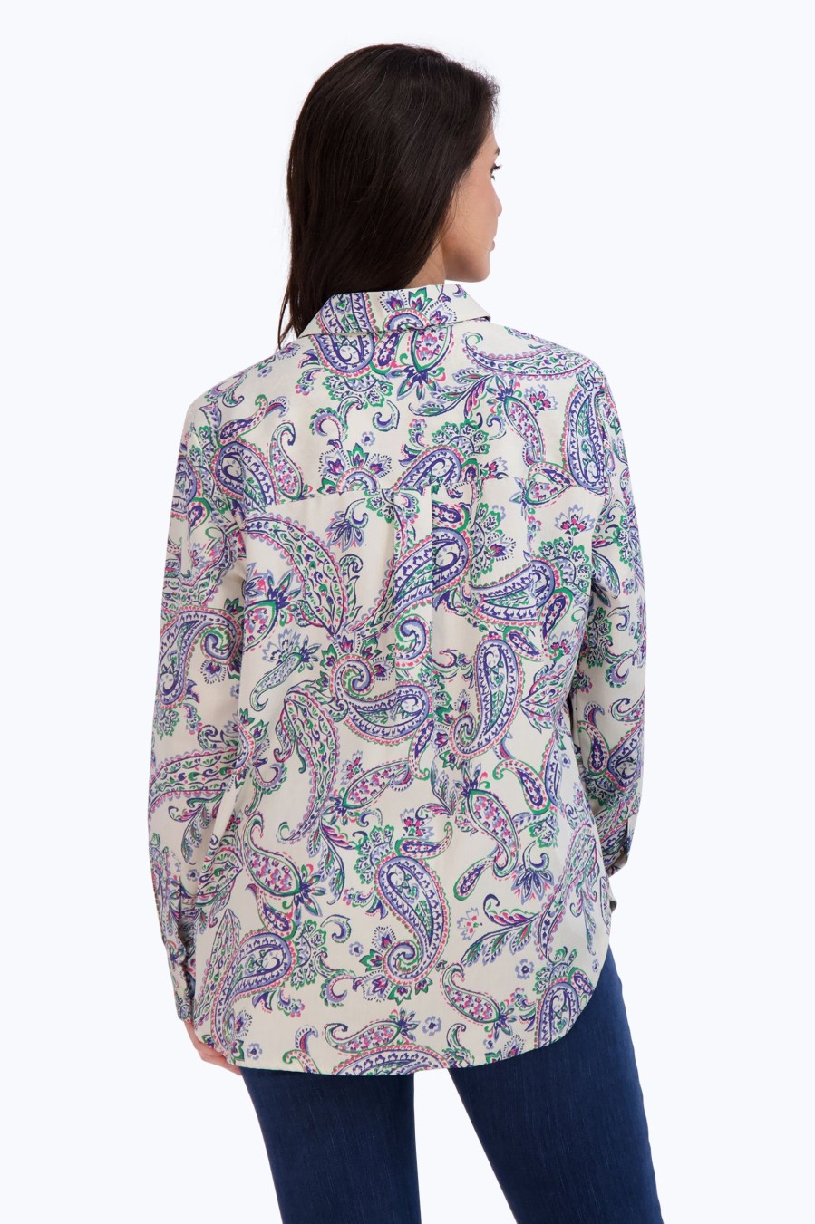 Women Foxcroft Tunics | Boyfriend No Iron Paisley Tunic Multi Paisley