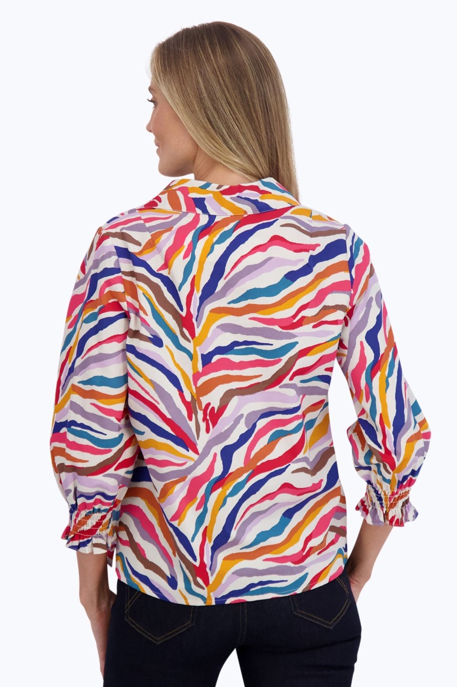 Women Foxcroft Tops | Alexis No Iron Popover Colorful Zebra