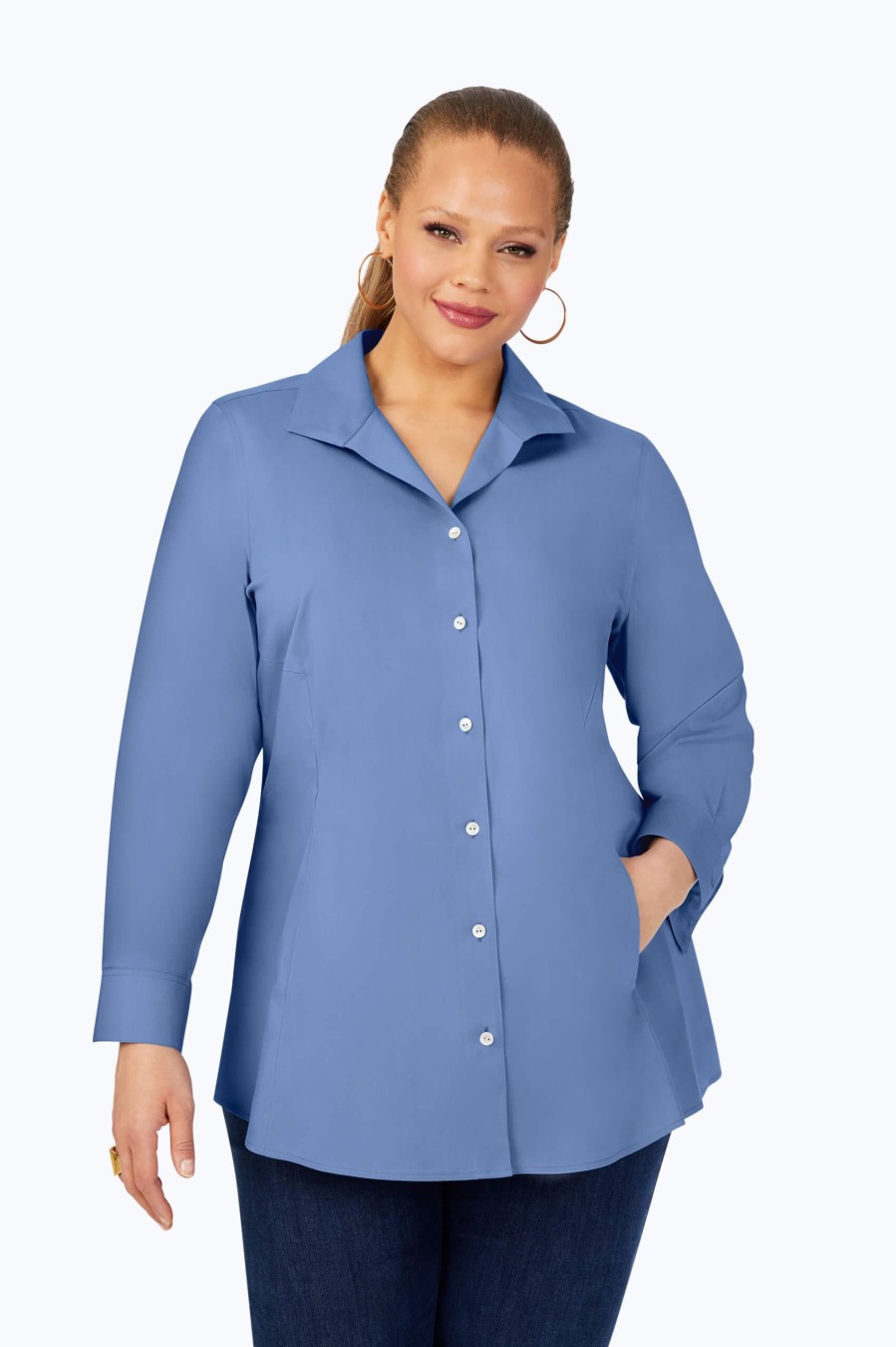 Women Foxcroft Tunics | Cecilia Plus Stretch Non-Iron Tunic