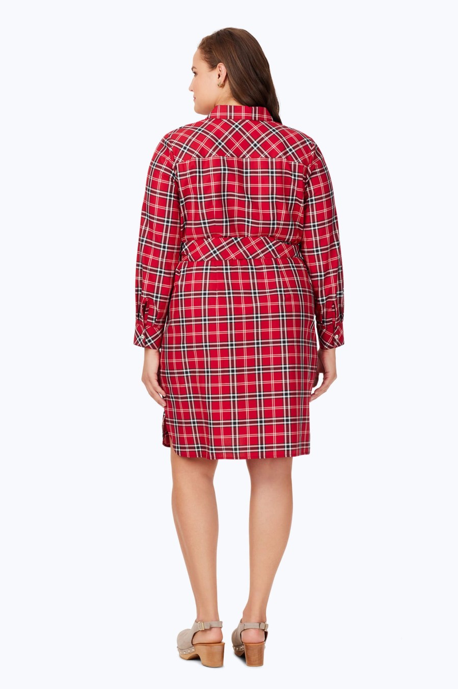 Women Foxcroft Dresses | Plus Holiday Plaid Non-Iron Dress Red Multi Holiday Tartan