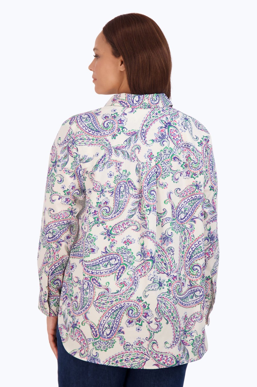 Women Foxcroft Tops | Boyfriend Plus No Iron Paisley Tunic Multi Paisley