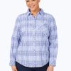 Women Foxcroft Tops | Hampton Plus Purely Plaid Crinkle Shirt