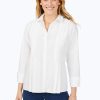 Women Foxcroft Tops | Pleated Pinpoint Non-Iron Shirt White