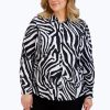 Women Foxcroft Tops | Dianna Plus Zebra Jersey Shirt Black Zebra