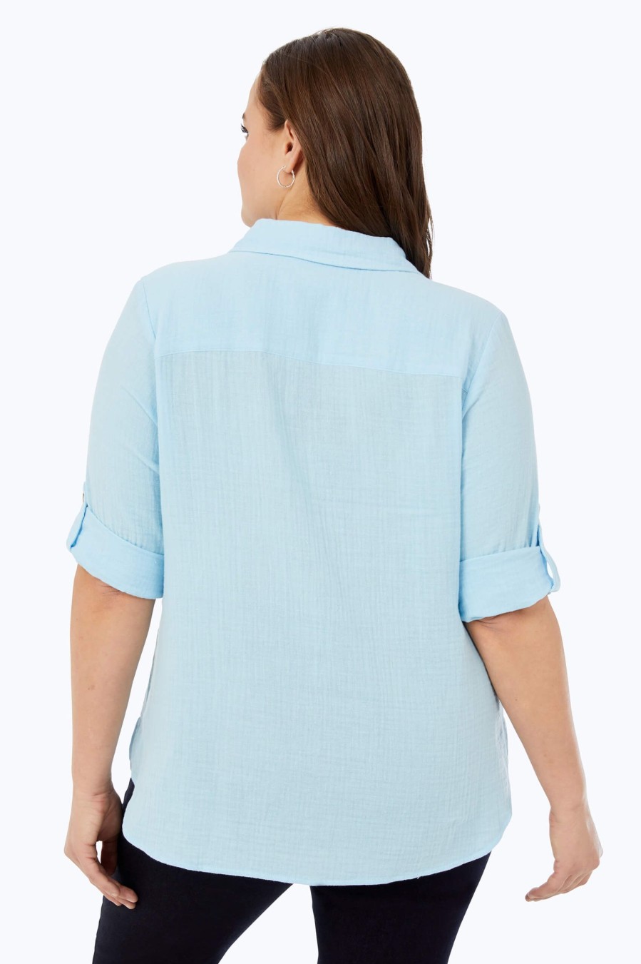 Women Foxcroft Tops | Tamara Plus Cotton Gauze Shirt