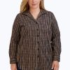 Women Foxcroft Tops | Pandora Plus Crinkle Gingham Combo Tunic