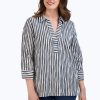 Women Foxcroft Tops | Sophia Crinkle Stripe Combo Shirt