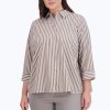 Women Foxcroft Tops | Sandra Plus Stretch No Iron Stripe Shirt