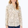 Women Foxcroft Tops | Davis Non-Iron Layered Dot Shirt Birchwood Dot