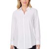 Women Foxcroft Tops | Grosgrain Detail Pinpoint Non-Iron Shirt White