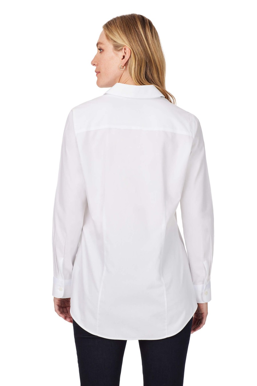 Women Foxcroft Tops | Grosgrain Detail Pinpoint Non-Iron Shirt White