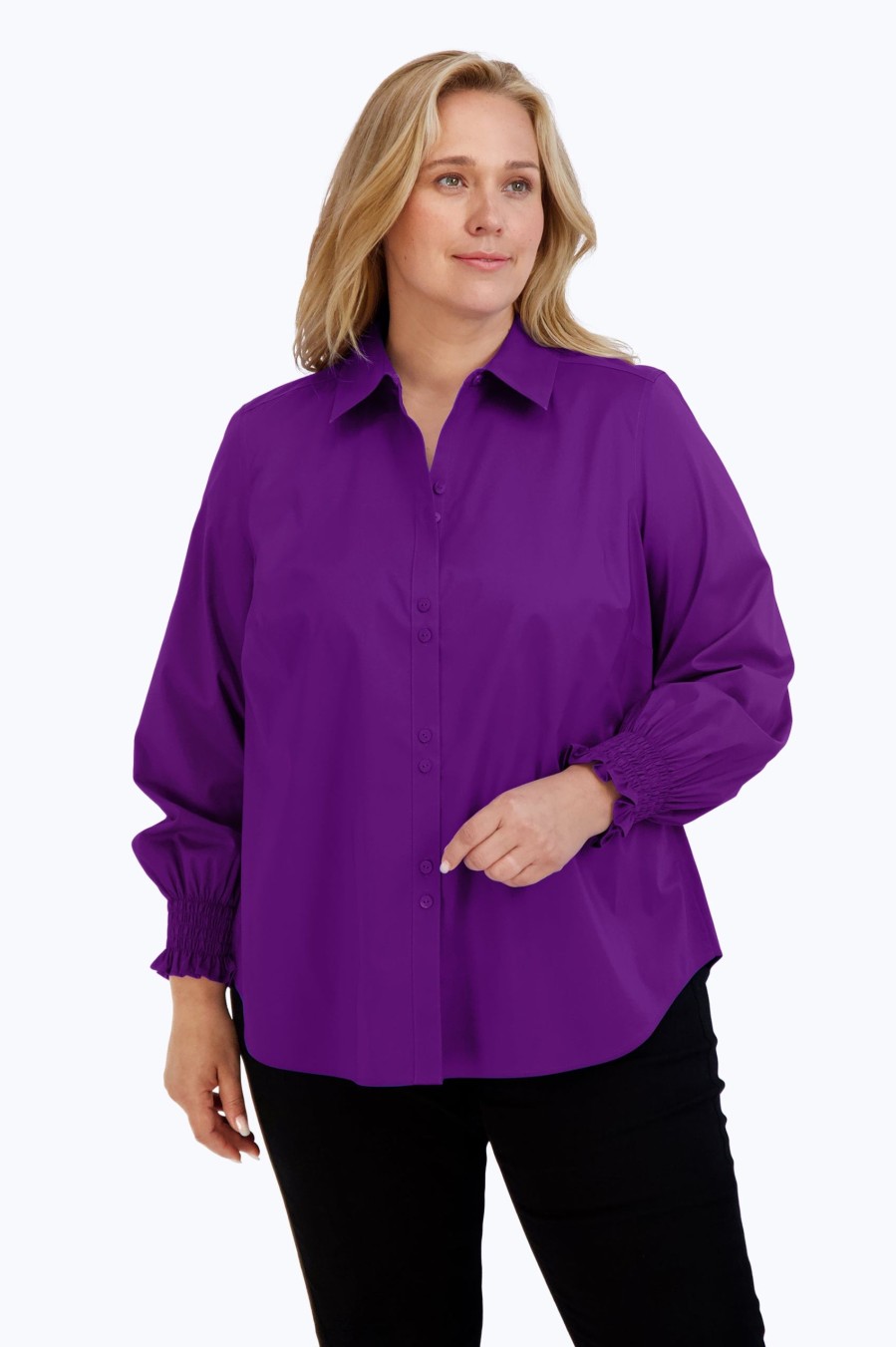 Women Foxcroft Tops | Olivia Plus Stretch No Iron Shirt