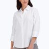 Women Foxcroft Tops | Paityn No Iron Checker Jacquard Shirt White Checker Jacquard