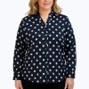 Women Foxcroft Tops | Mary Plus Non-Iron Coin Dot Shirt Black Coin Dot