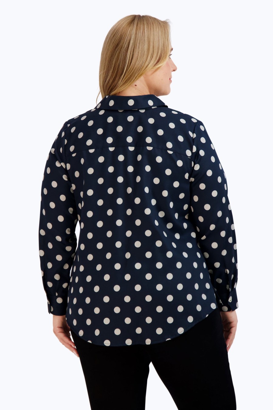 Women Foxcroft Tops | Mary Plus Non-Iron Coin Dot Shirt Black Coin Dot