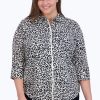 Women Foxcroft Tops | Charlie Plus No Iron Leopard Print Shirt Black/Birch Mini Leopard