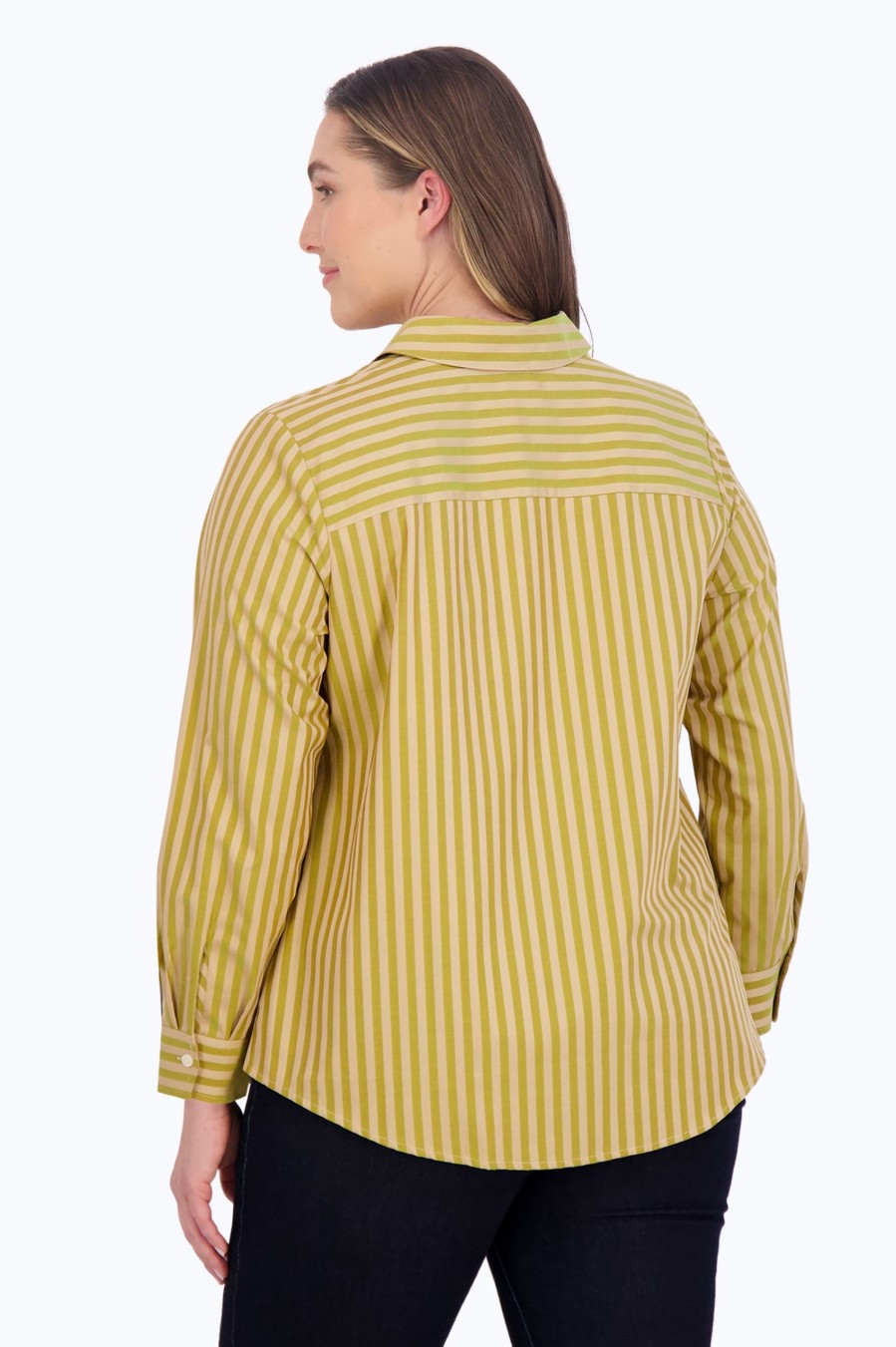 Women Foxcroft Tops | Mary Plus No Iron Dobby Stripe Shirt