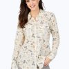 Women Foxcroft Tops | Davis Brushstrokes Shirt Ivory Multi Brushstrokes