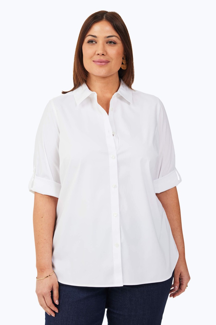 Women Foxcroft Tops | Tamara Plus Stretch Non-Iron Shirt White