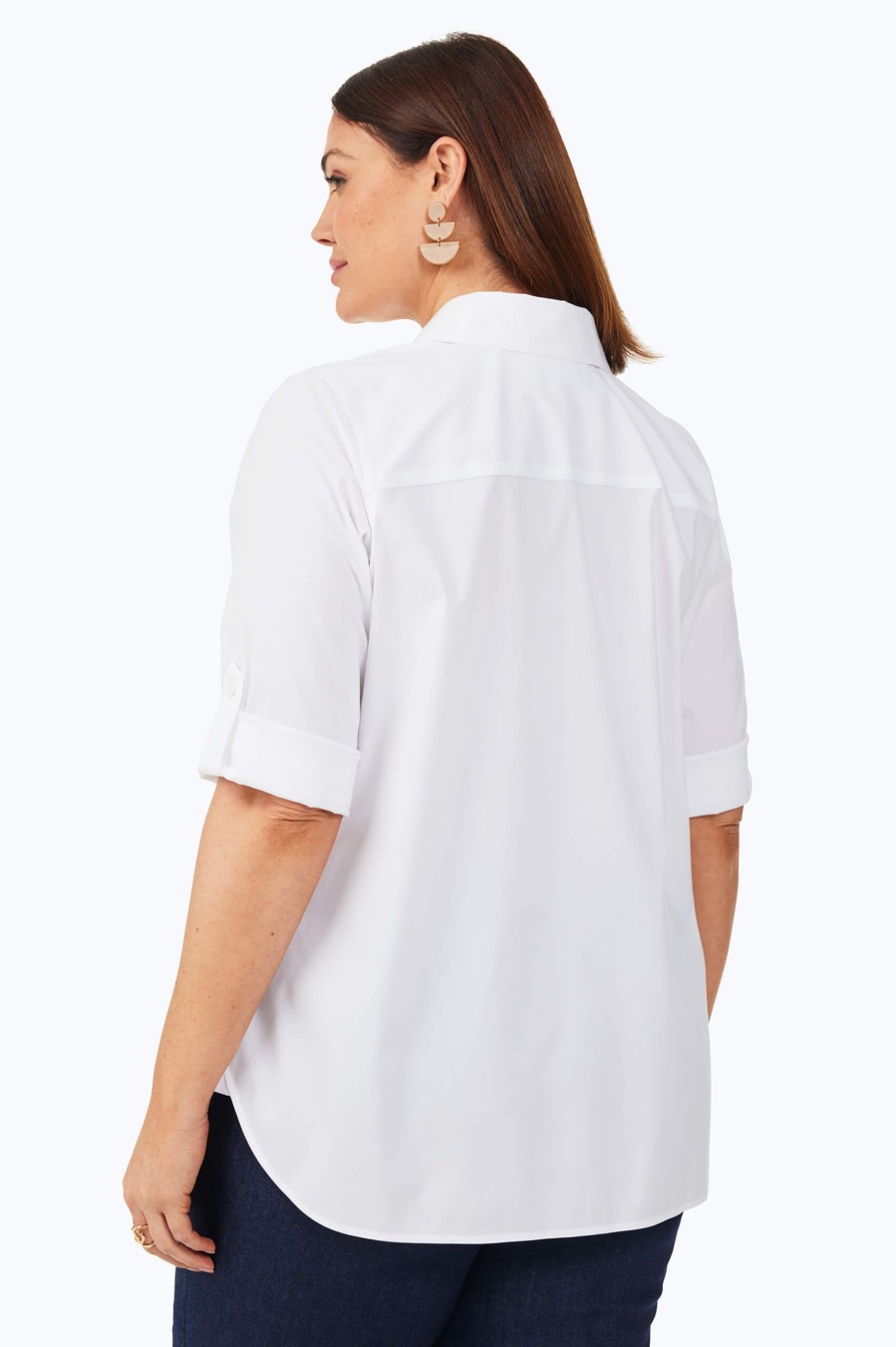 Women Foxcroft Tops | Tamara Plus Stretch Non-Iron Shirt White