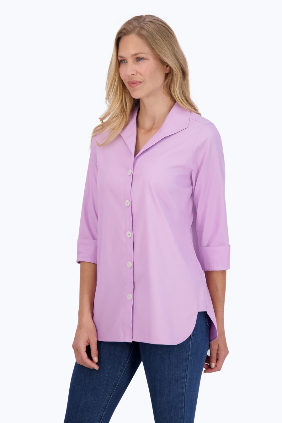 Women Foxcroft Tops | Pandora Essential Pinpoint Non-Iron Tunic